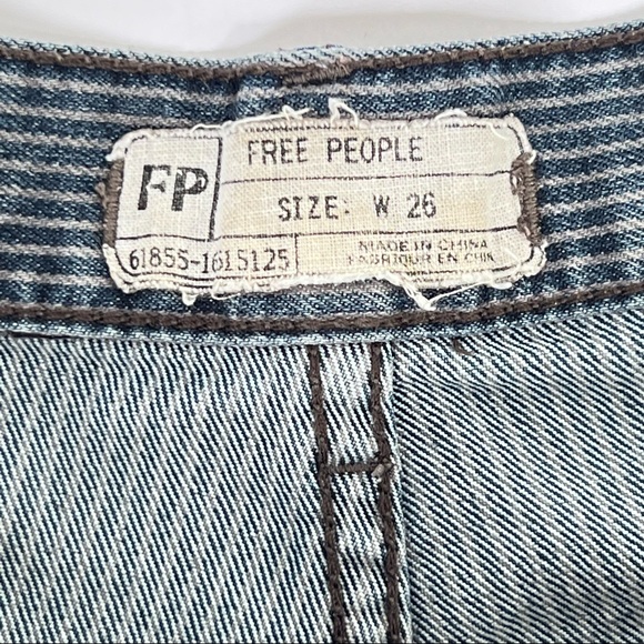 Free People Striped Lace Denim Jean Short Shorts size 26 - Picture 3 of 5